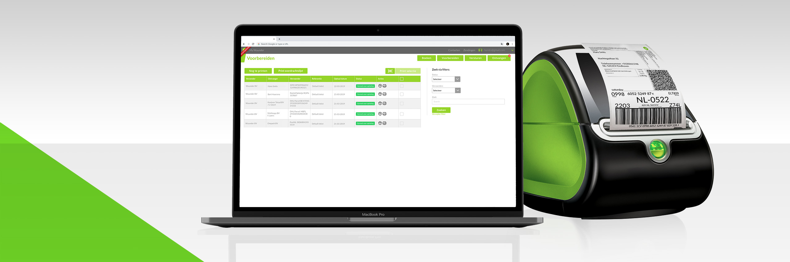 Wuunder verzend interface en verzendlabel printer