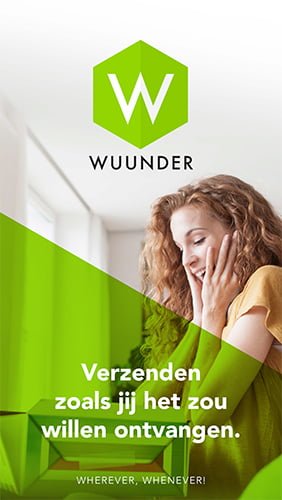Afbeelding met Wuunder logo en slogan