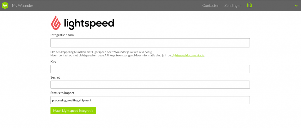 Wuunder integratie lightspeed