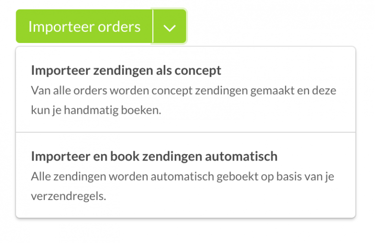 Zendingen importeren vanuit magento 1