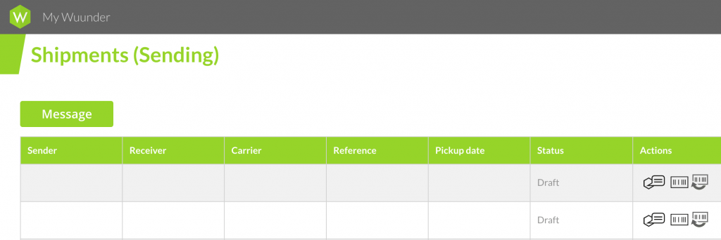 MyWuunder shipments overview