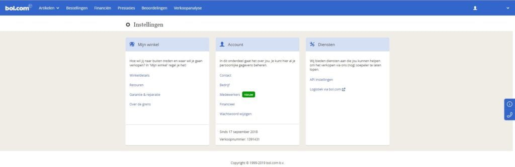 Bol.com account settings